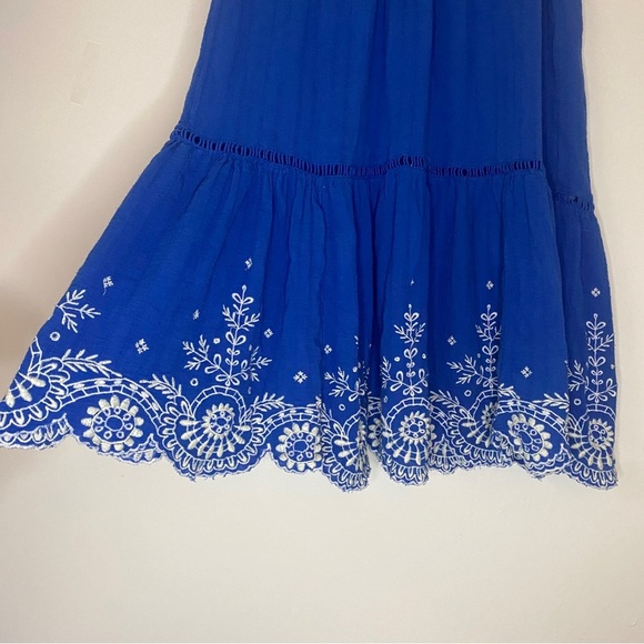 Meadow Rue Anthropologie Wadden Blue Boho Embroidered Sleeveless Tunic Dress 4 - Picture 6 of 8